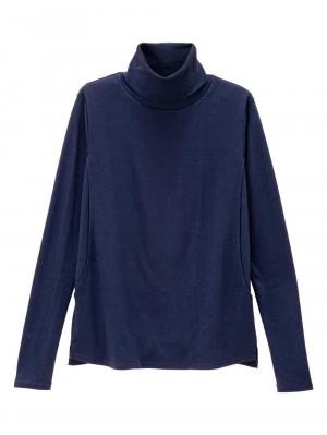 マタニティ トップス|綿混やわらかフライスタートルネックTシャツ　マタニティ・授乳服【出産後も長く使える】|ネイビー
