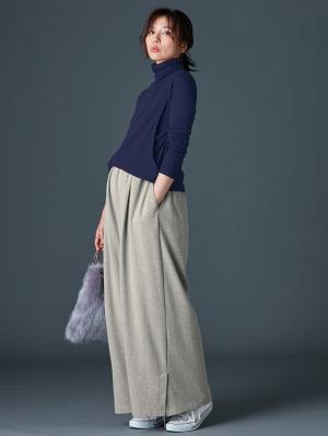 マタニティ トップス|綿混やわらかフライスタートルネックTシャツ　マタニティ・授乳服【出産後も長く使える】|ネイビー