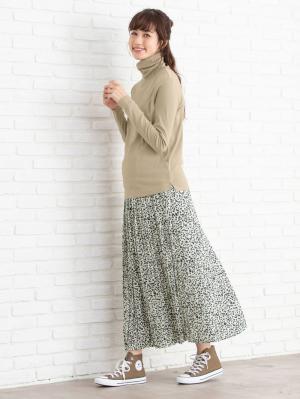 マタニティ トップス|綿混やわらかフライスタートルネックTシャツ　マタニティ・授乳服【出産後も長く使える】|グレージュ