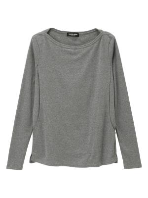 綿混やわらかフライスボートネックTシャツ　マタニティ・授乳服【出産後も長く使える】 29371