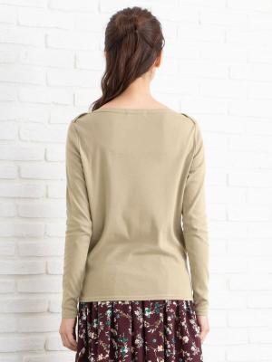 マタニティ トップス|綿混やわらかフライスボートネックTシャツ マタニティ・授乳服【出産後も長く使える】