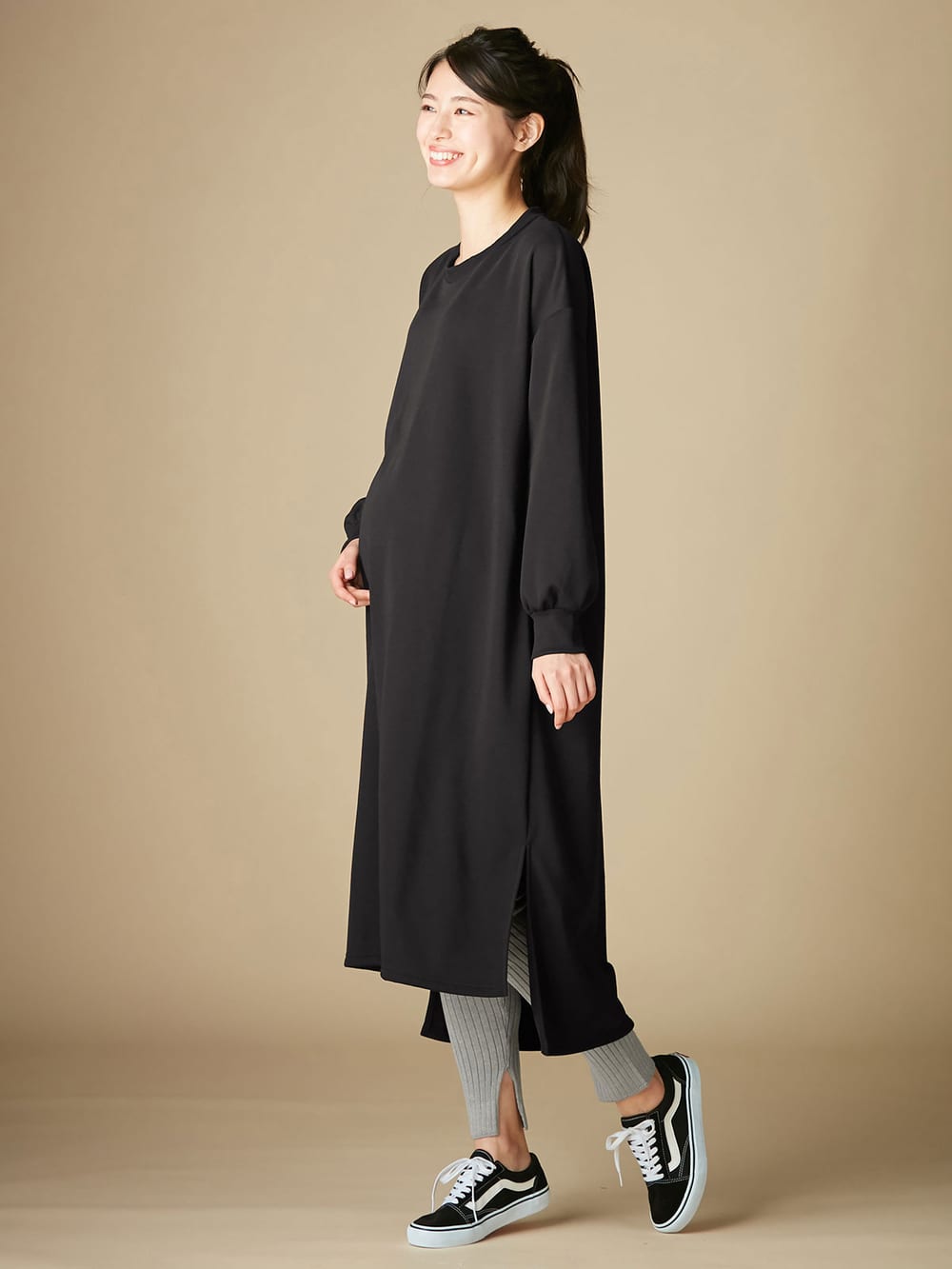 マタニティレッグウェア|ain(アイン)【産前産後対応】12ゲージニットリブレギンス【出産後も長く使える】|グレー