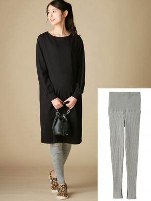 マタニティレッグウェア|ain(アイン)【産前産後対応】12ゲージニットリブレギンス【出産後も長く使える】|グレー