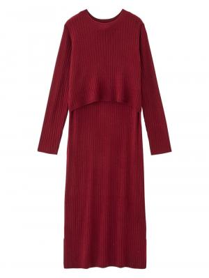 Rosemadame（ローズマダム）Iラインリブニットワンピース　マタニティ・産後授乳服【出産後も長く使える】 29379