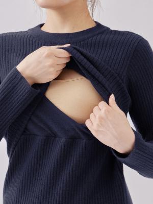 マタニティ ワンピース|Rosemadame(ローズマダム)Iラインリブニットワンピース マタニティ・産後授乳服【出産後も長く使える】