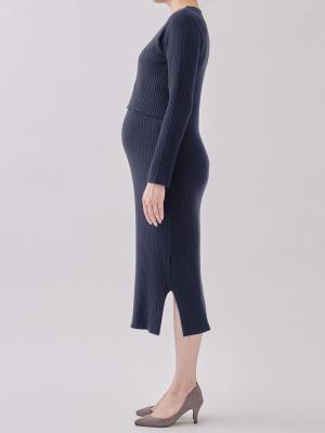 マタニティ ワンピース|Rosemadame(ローズマダム)Iラインリブニットワンピース マタニティ・産後授乳服【出産後も長く使える】