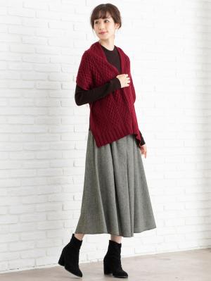 マタニティ トップス|LOVE MIC（ラブミック）【セット】アクリルリブニットトップス&ストール　マタニティ・授乳服|ブラウン