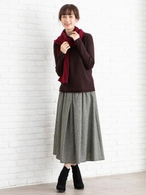 マタニティ トップス|LOVE MIC（ラブミック）【セット】アクリルリブニットトップス&ストール　マタニティ・授乳服|ブラウン