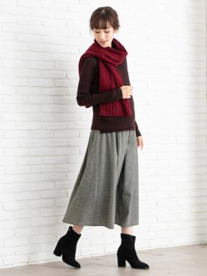 マタニティ トップス|LOVE MIC（ラブミック）【セット】アクリルリブニットトップス&ストール　マタニティ・授乳服|ブラウン