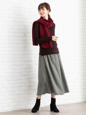 マタニティ トップス|LOVE MIC（ラブミック）【セット】アクリルリブニットトップス&ストール　マタニティ・授乳服|ブラウン