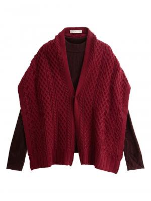 マタニティ トップス|LOVE MIC（ラブミック）【セット】アクリルリブニットトップス&ストール　マタニティ・授乳服|ブラウン