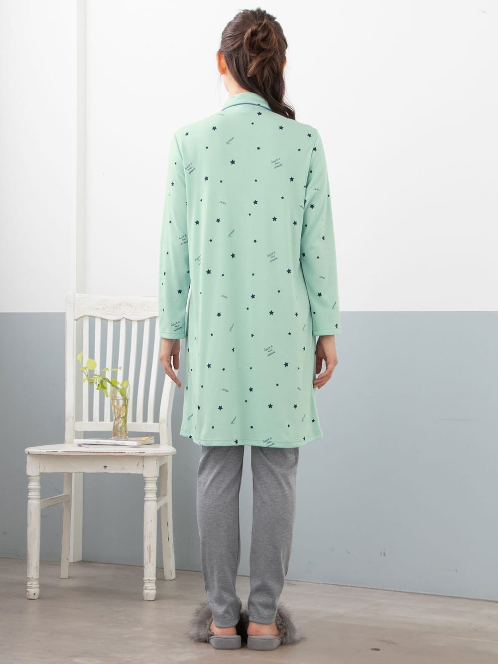 マタニティ パジャマ・ルームウェア|mutti ei（ムッティアイ）【授乳口付】スムースハートロゴ／星ロゴプリントパジャマ