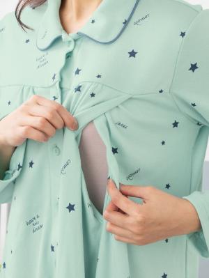 マタニティ パジャマ・ルームウェア|mutti ei（ムッティアイ）【授乳口付】スムースハートロゴ／星ロゴプリントパジャマ