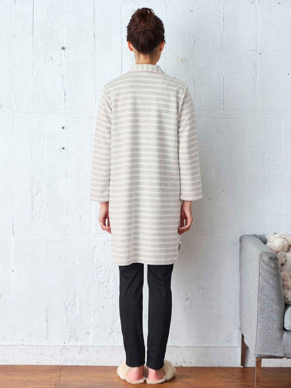 マタニティ パジャマ・ルームウェア|mutti ei（ムッティアイ）【授乳しやすい】ニットキルト先染めボーダーパジャマ