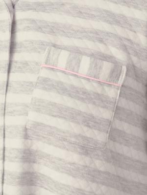 マタニティ パジャマ・ルームウェア|mutti ei（ムッティアイ）【授乳しやすい】ニットキルト先染めボーダーパジャマ