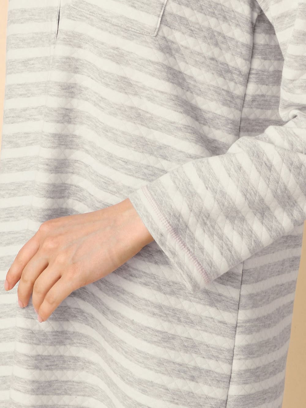 マタニティ パジャマ・ルームウェア|mutti ei（ムッティアイ）【授乳しやすい】ニットキルト先染めボーダーパジャマ