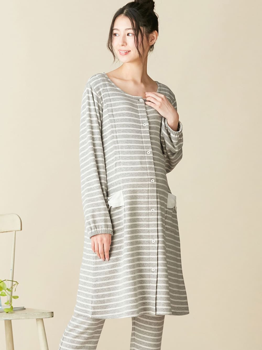 マタニティ パジャマ ルームウェア 授乳口付 セット リボンポケットワンピ 産後も使えるパンツセットパジャマ マタニティウェア 授乳服通販 エンジェリーベ 公式