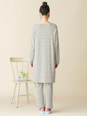 マタニティ パジャマ・ルームウェア|【授乳口付】【セット】リボンポケットワンピ＆産後も使えるパンツセットパジャマ