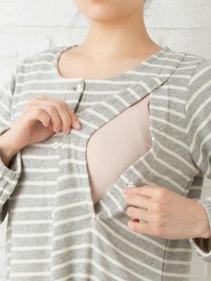 マタニティ パジャマ・ルームウェア|【授乳口付】【セット】リボンポケットワンピ＆産後も使えるパンツセットパジャマ