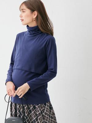 裏起毛もっちりフライスタートルネックTシャツ　マタニティ・授乳服29397