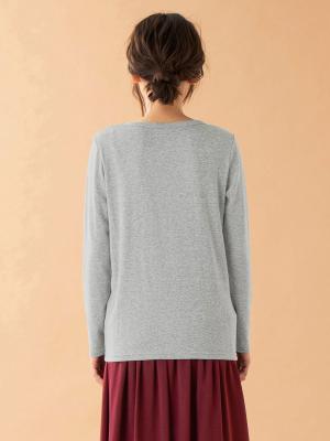 アウトレット|裏起毛もっちりフライスクルーネックTシャツ　マタニティ・授乳服【出産後も長く使える】