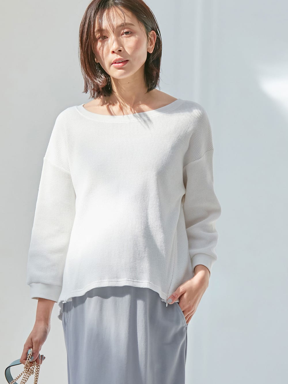 【momo】トップス　授乳　ハートネック パーツ付きハートネックニットトップス【洗濯機洗い可】（ニット