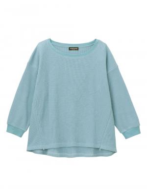 マタニティ トップス|サーマルボートネック八分袖プルオーバー　マタニティ・授乳服【出産後も長く使える】|ブルー