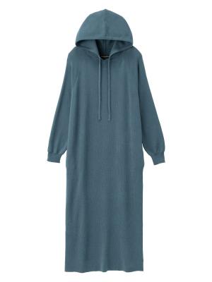 マタニティ ワンピース|【マタニティ・授乳服】ニットパーカーワンピース|浅ネイビー