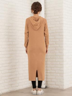 マタニティ ワンピース|【マタニティ・授乳服】ニットパーカーワンピース