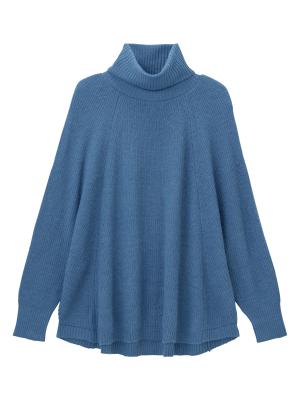 マタニティ トップス|ストレッチヤーンポンチョ型ニット　マタニティ・授乳服|ブルー