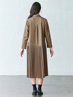 マタニティ ワンピース|グレンチェック裾プリーツシャツワンピース　マタニティ・授乳服【出産後も長く使える】