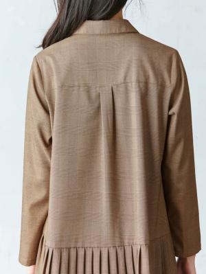 マタニティ ワンピース|グレンチェック裾プリーツシャツワンピース　マタニティ・授乳服【出産後も長く使える】