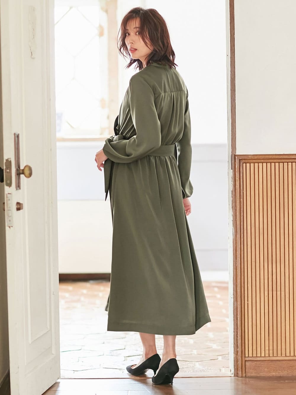 マタニティ ワンピース | ツイルカシュクールワンピース マタニティ・授乳服 ｜マタニティウェア・授乳服通販｜ エンジェリーベ 公式