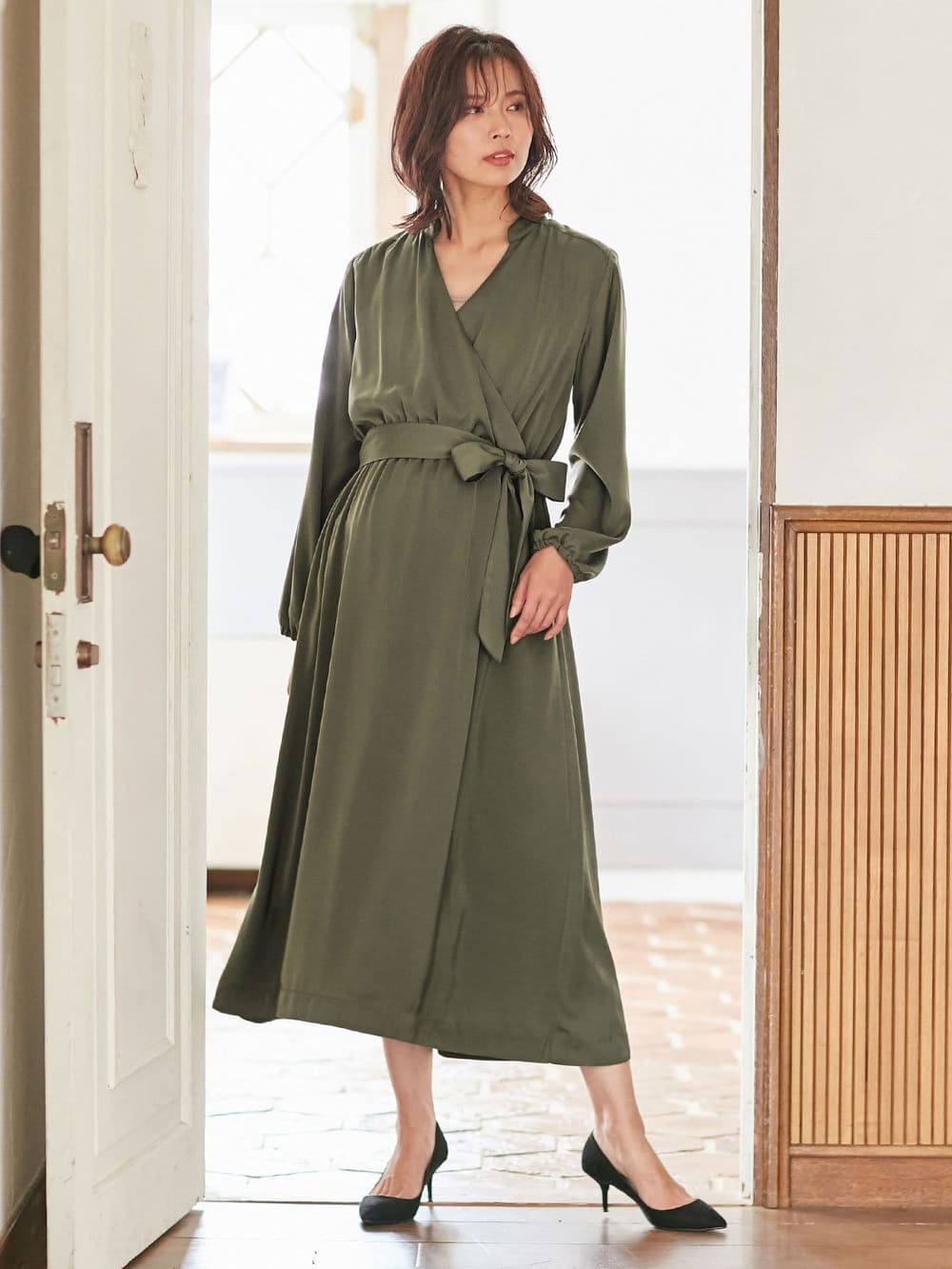 ツイルカシュクールワンピース マタニティ・授乳服 マタニティ ワンピース(品番：29413) ｜マタニティウェア・授乳服通販｜ エンジェリーベ 公式