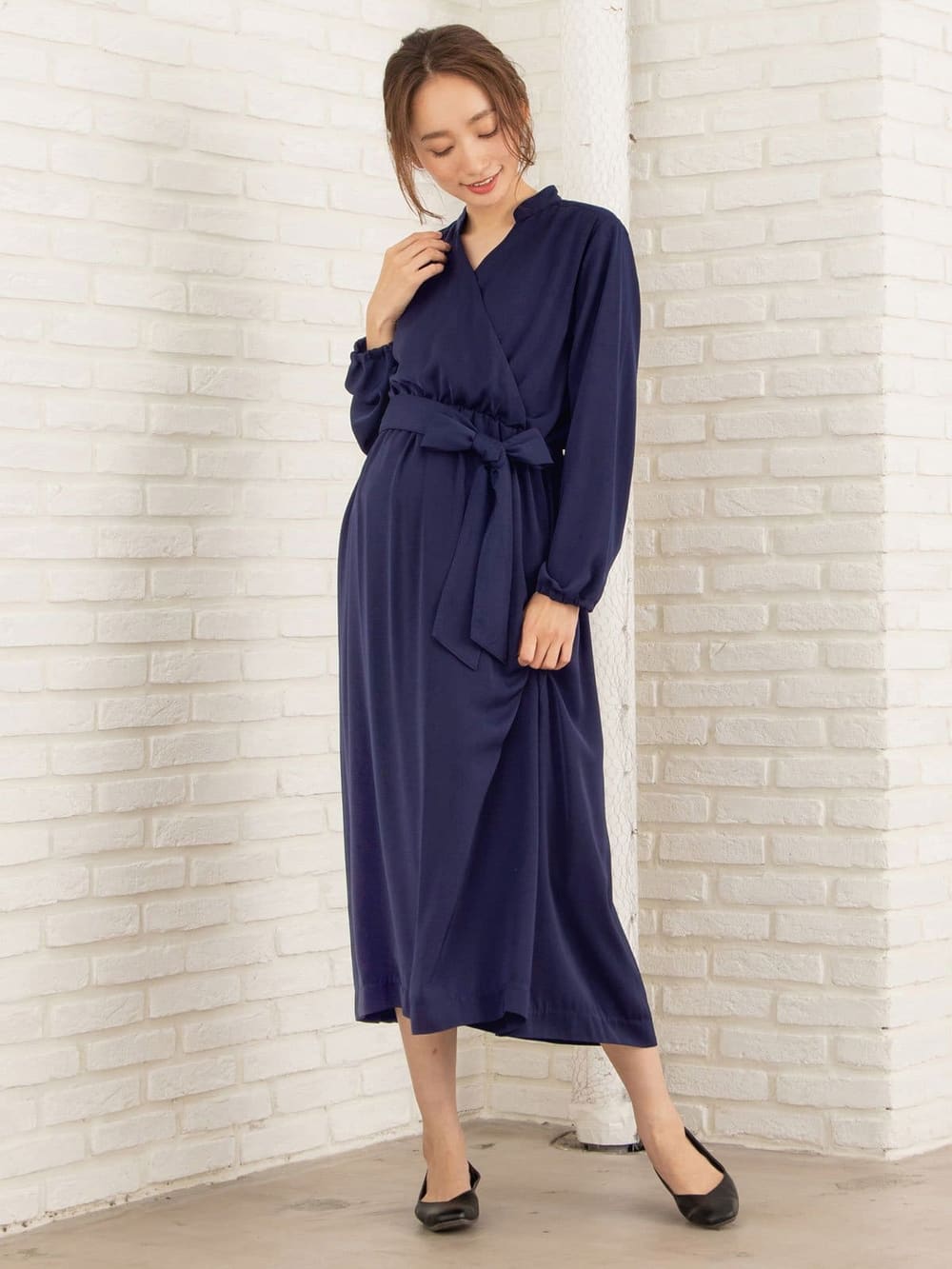 マタニティ ワンピース 授乳しやすい ツイルカシュクールワンピース マタニティウェア 授乳服通販 エンジェリーベ 公式