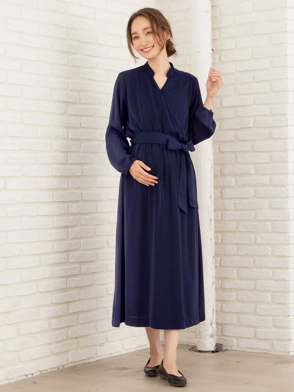 マタニティ ワンピース 授乳しやすい ツイルカシュクールワンピース マタニティウェア 授乳服通販 エンジェリーベ 公式