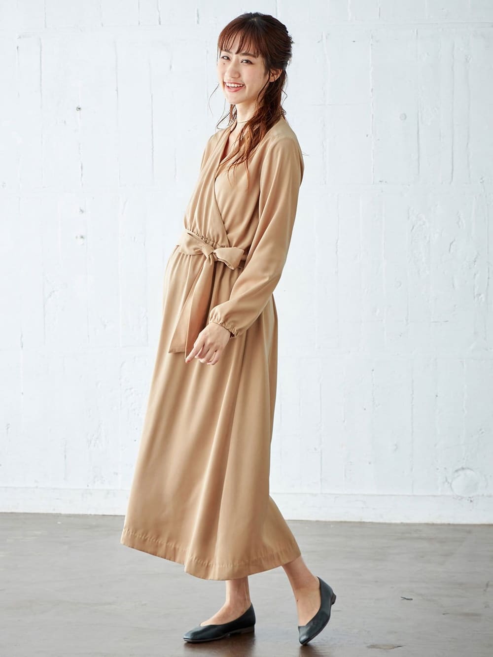 ツイルカシュクールワンピース マタニティ・授乳服 マタニティ ワンピース(品番:29413) |マタニティウェア・授乳服通販| エンジェリーベ 公式 授乳も出来るカシュクールワンピ