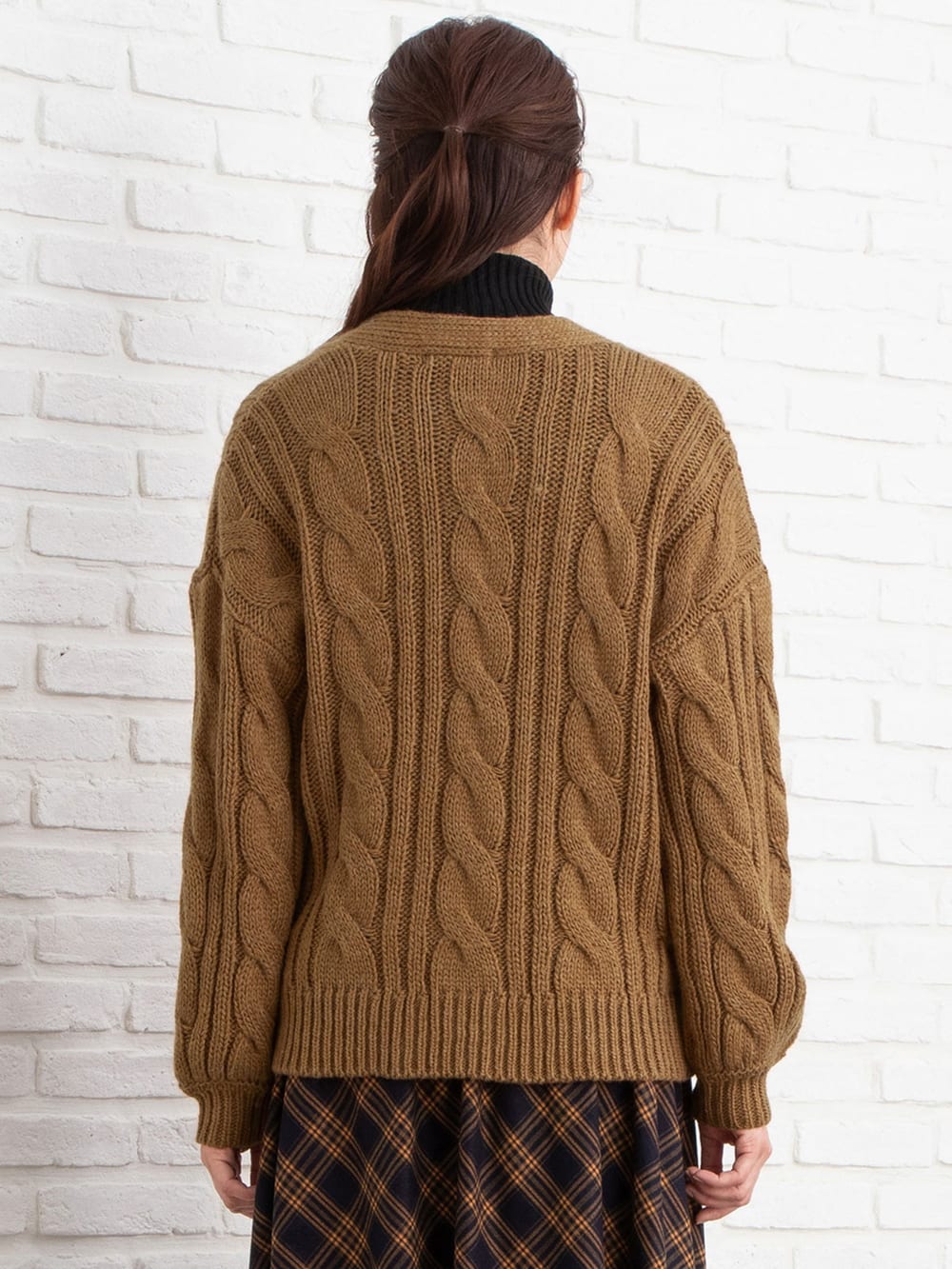 マタニティ トップス|ウール混ケーブルVカーデ　マタニティ・授乳服