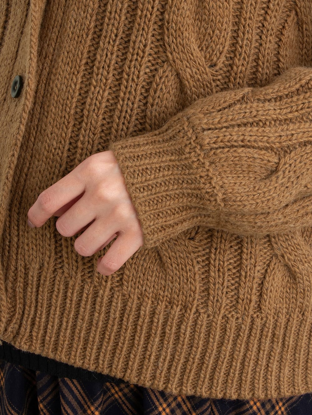 マタニティ トップス|ウール混ケーブルVカーデ　マタニティ・授乳服