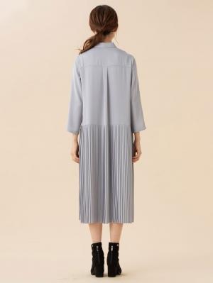 マタニティ ワンピース|ツイル裾プリーツシャツワンピース　マタニティ・授乳服【出産後も長く使える】