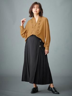 マタニティ トップス|ピンタックビックブラウス　マタニティ・授乳服【出産後も長く使える】|キャメル