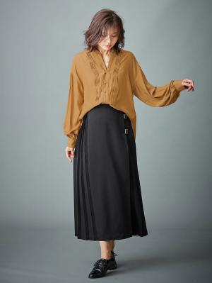 マタニティ トップス|ピンタックビックブラウス　マタニティ・授乳服【出産後も長く使える】|キャメル