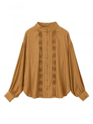 マタニティ トップス|ピンタックビックブラウス　マタニティ・授乳服【出産後も長く使える】|キャメル