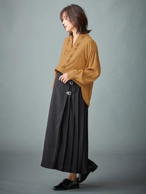 マタニティ トップス|ピンタックビックブラウス　マタニティ・授乳服【出産後も長く使える】|キャメル