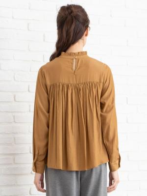 アウトレット|ハイネックピンタックブラウス マタニティ・授乳服【出産後も長く使える】