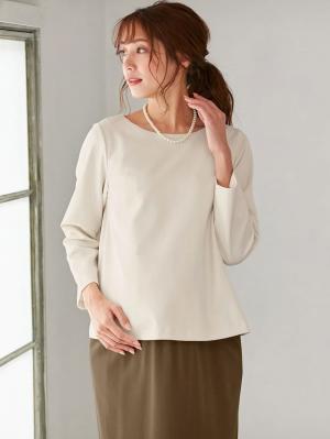 マタニティ パンツ|【セット】ポンチプルオーバー&スカートセットアップ マタニティ・授乳服【出産後も長く使える】|オフ×ベージュ