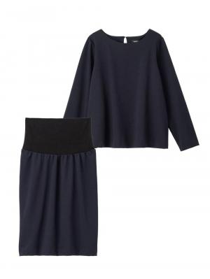 【セット】ポンチプルオーバー＆スカートセットアップ　マタニティ・授乳服【出産後も長く使える】 29431