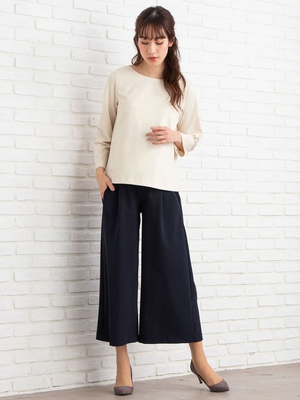 マタニティ パンツ|【セット】ポンチプルオーバー&スカートセットアップ マタニティ・授乳服【出産後も長く使える】