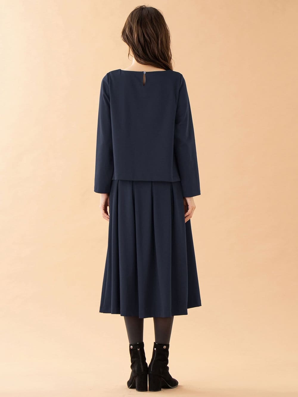 マタニティ ワンピース|【セット】ポンチプルオーバー＆タックフレアスカートセット　マタニティ・授乳服【出産後も長く使える】