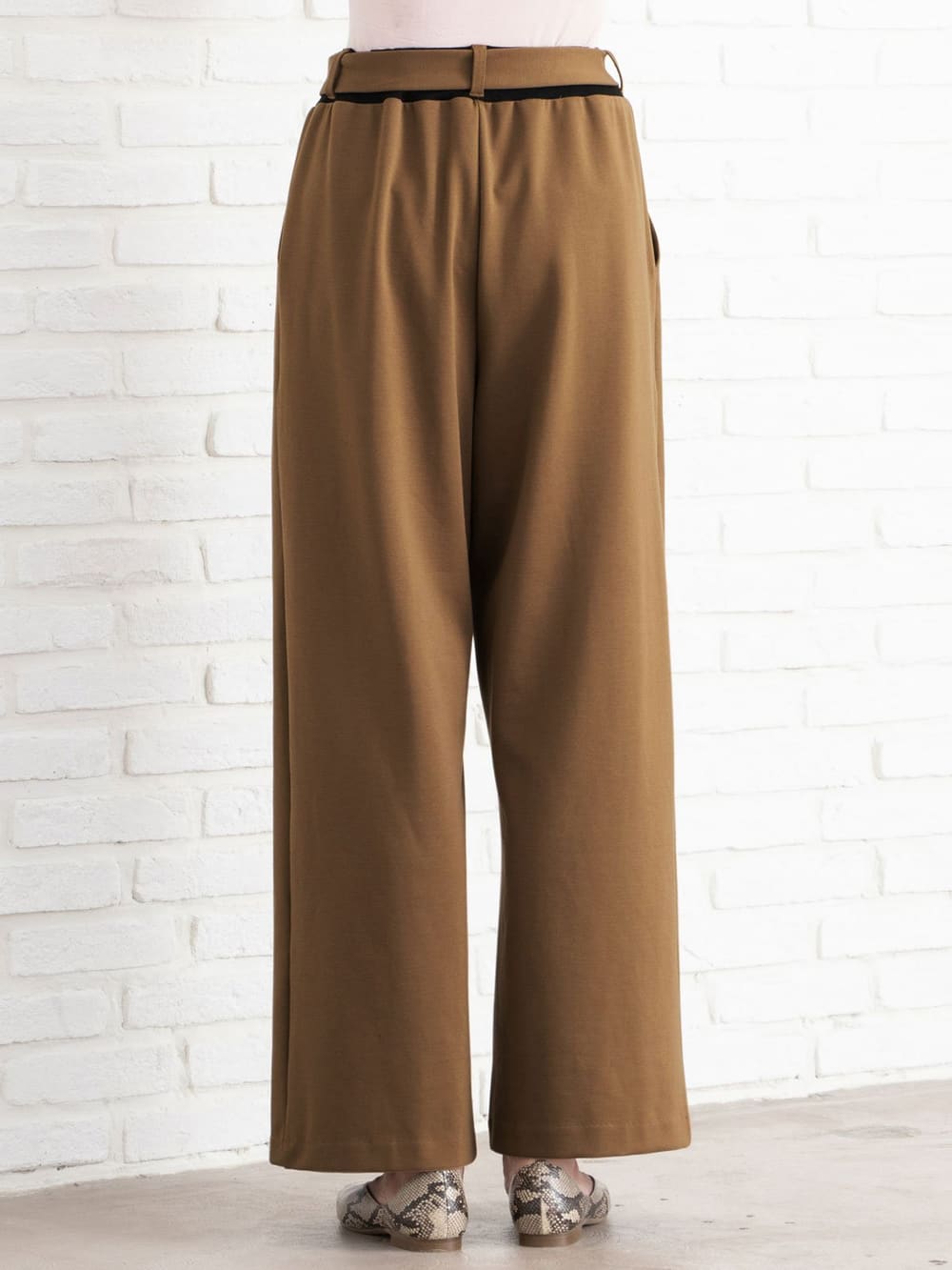 マタニティ パンツ|【産前産後対応】フロントインできる楽ちんポンチワイドパンツ【出産後も長く使える】